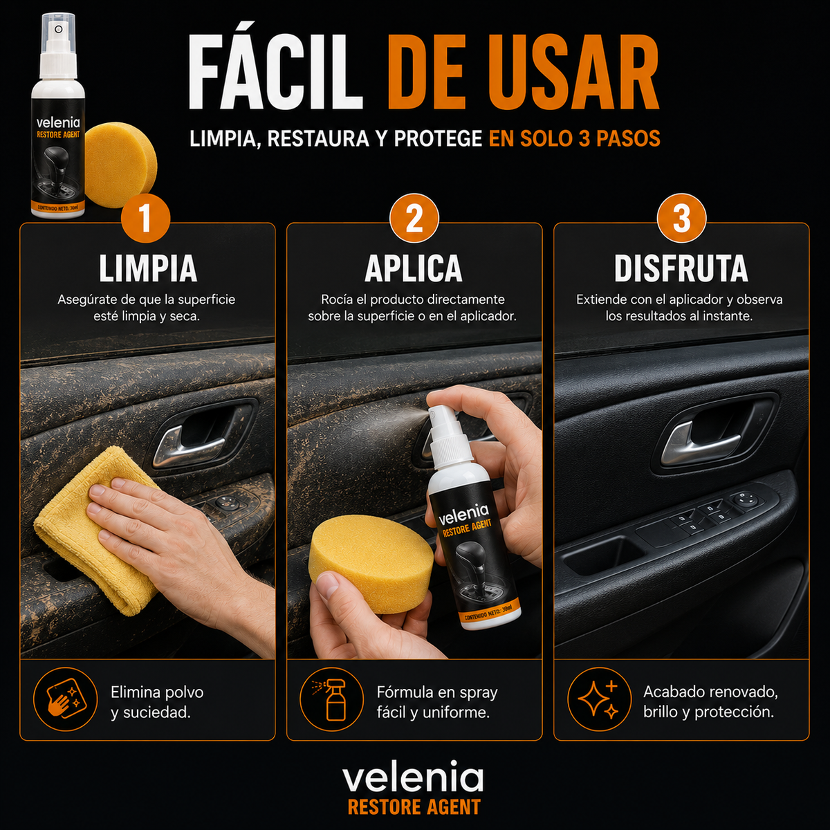 Spray Restaurador e Limpador para Carro