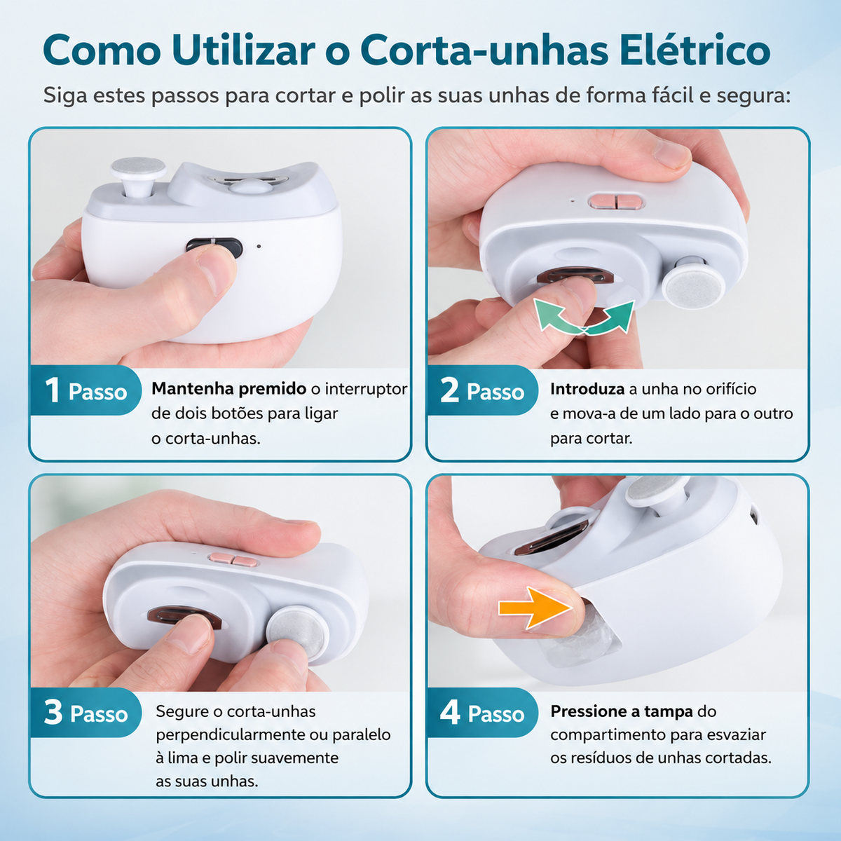Cortador de Unhas e Polidor Elétrico 3 em 1